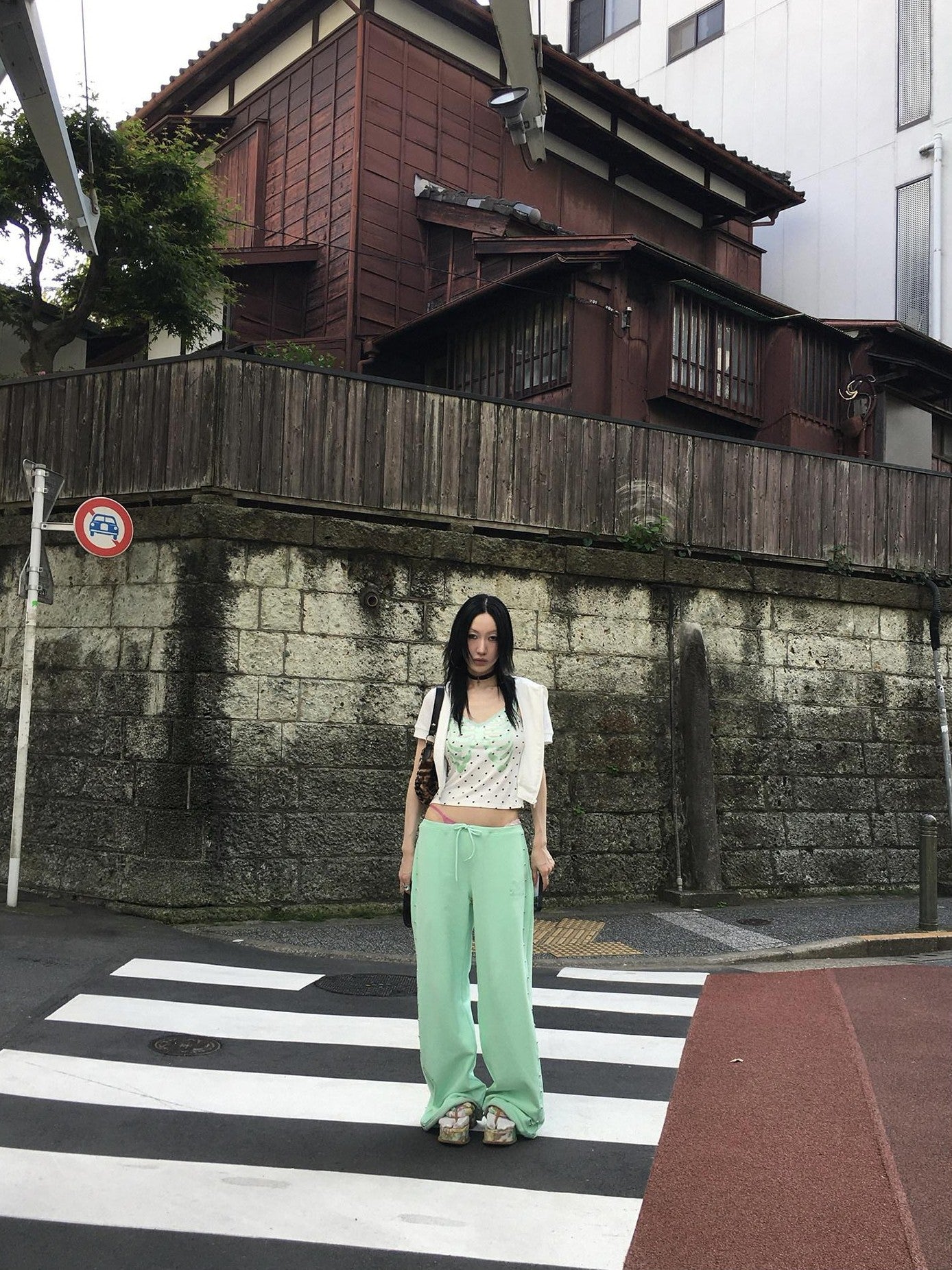 FOURFORTY Mint Green Hidden Rivet Sporty Women's Cotton Polyester Blend Sweatpants