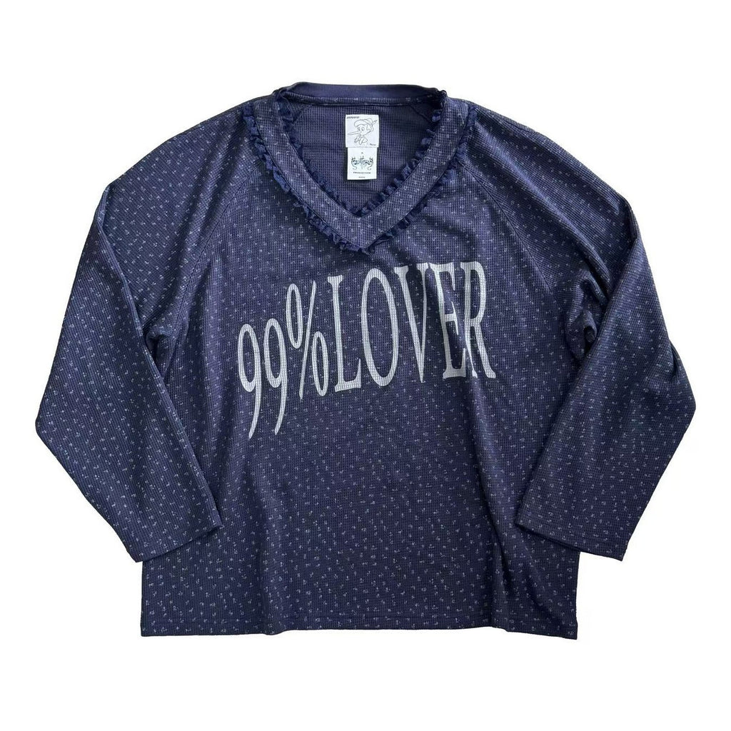 FOURFORTY_Navy_Floral_Lace_Letter_Print_V-neck_Women's_Cotton_Blend_Long_Sleeve_T-shirts_984859446360_MISSTT
