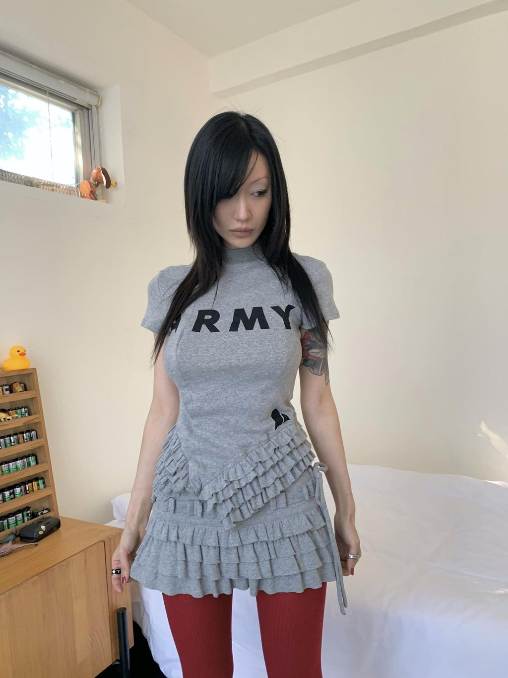 FOURFORTY New Chinese Lace Hem Print Women's Cotton Short Sleeve T-shirts