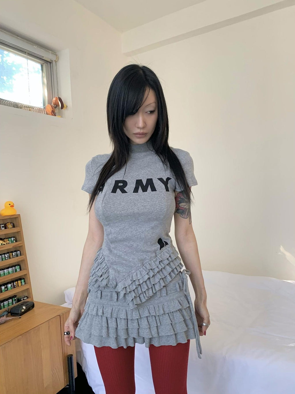 FOURFORTY New Chinese Lace Hem Print Women's Cotton Short Sleeve T-shirts
