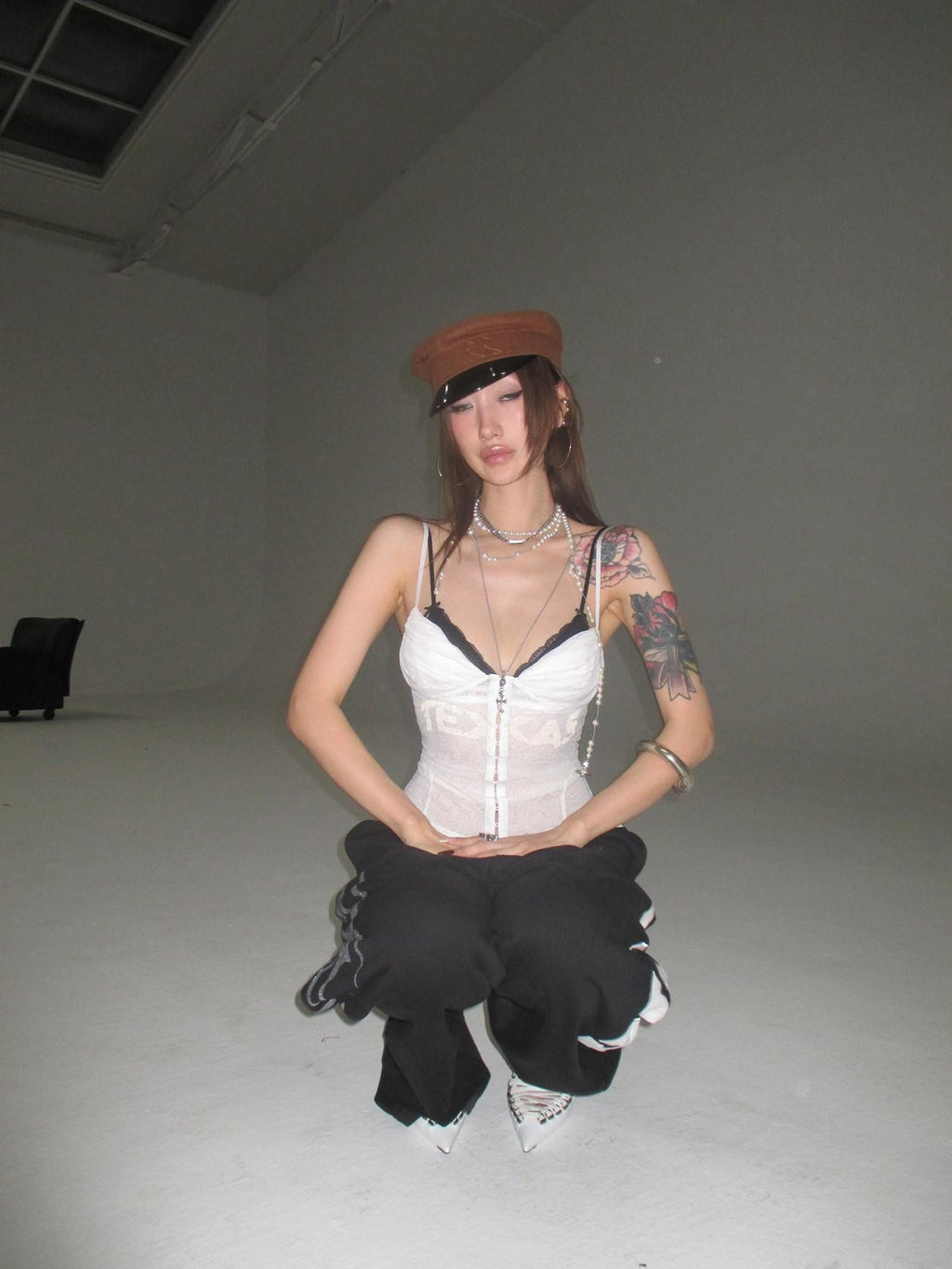 FOURFORTY Palace Corset Waist Spaghetti Strap Women's French Lace Camisoles