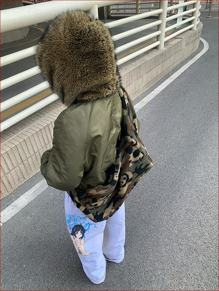 FOURFORTY Panda Camo Milkman Magnetic Snap Women's Fleece Cross Body Bags