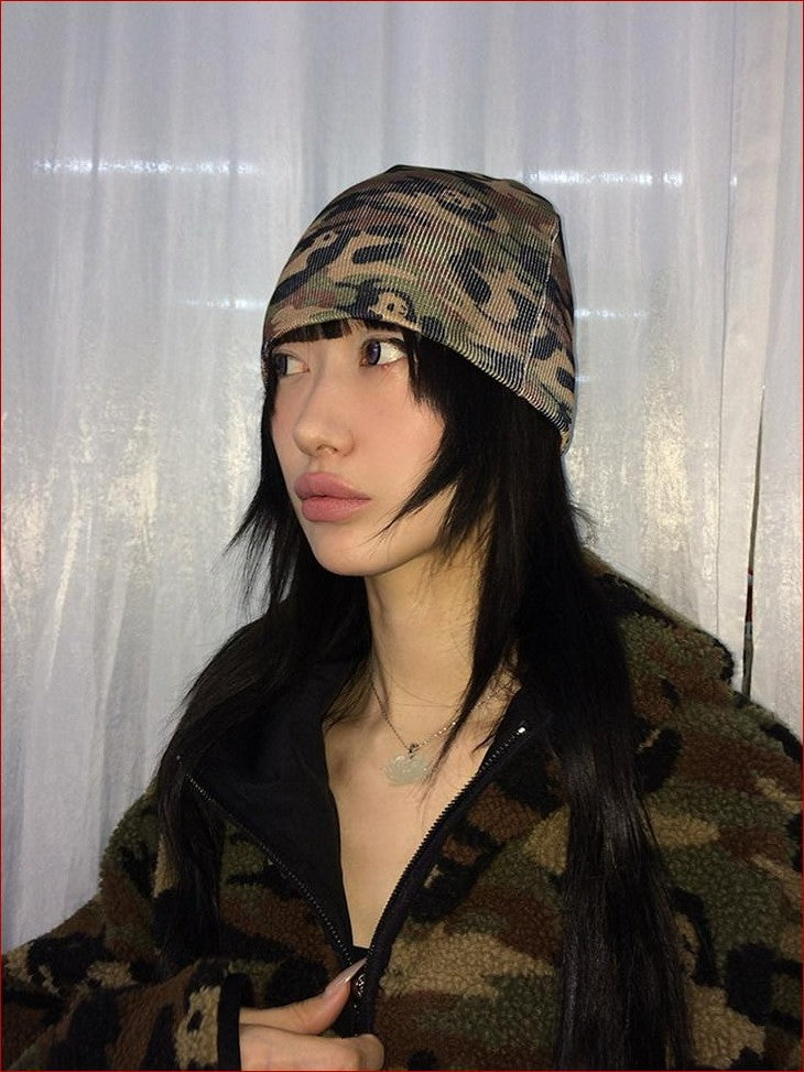 FOURFORTY Panda Camouflage Sublimation Print Women's Polyester Beanies