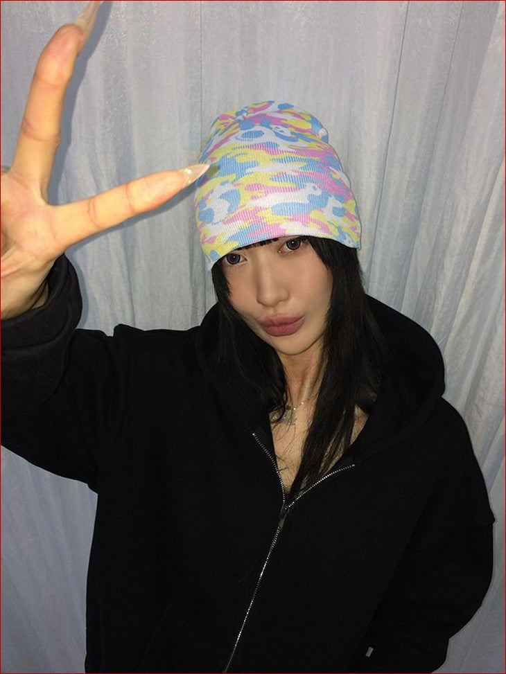 FOURFORTY Panda Camouflage Sublimation Print Women's Polyester Beanies