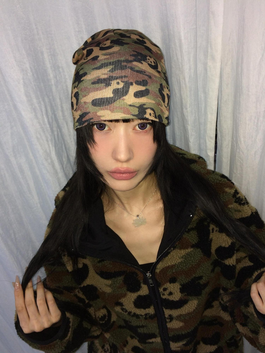FOURFORTY Panda Camouflage Sublimation Print Women's Polyester Beanies