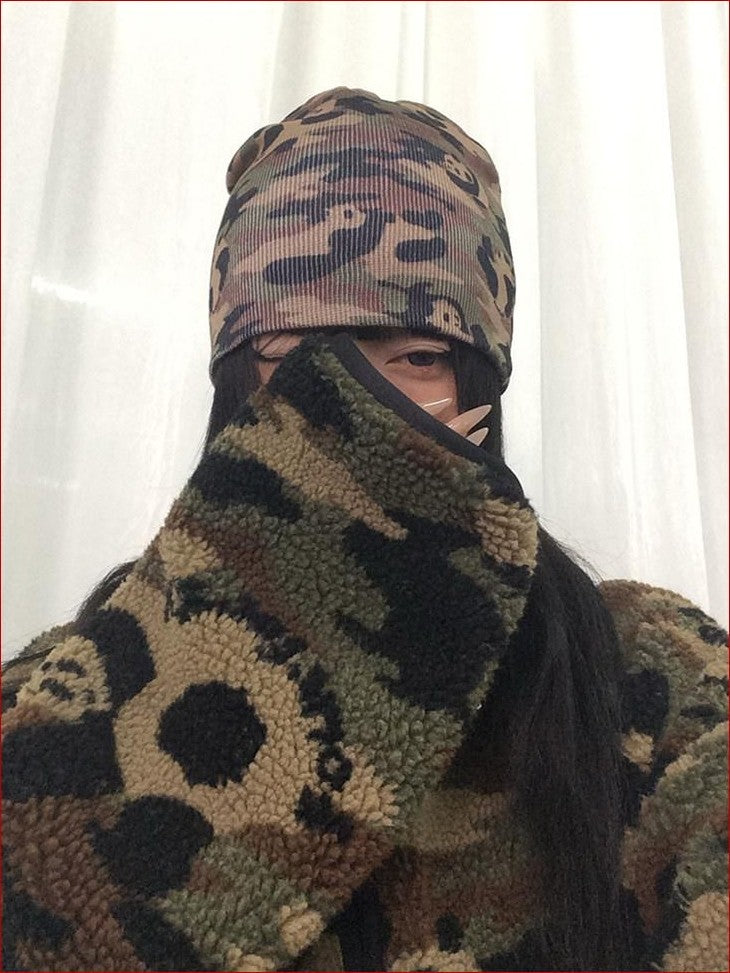FOURFORTY Panda Camouflage Sublimation Print Women's Polyester Beanies
