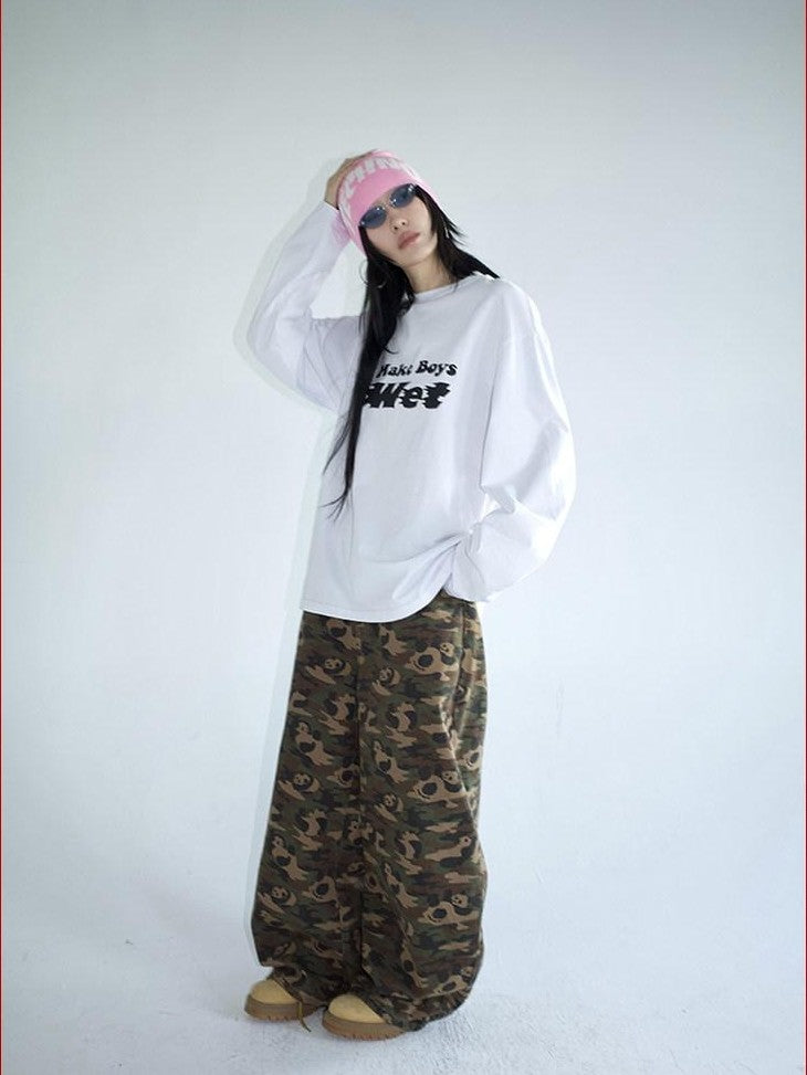 FOURFORTY Panda Workwear Camouflage Cargo Banana Curved Hem Women's Chinos