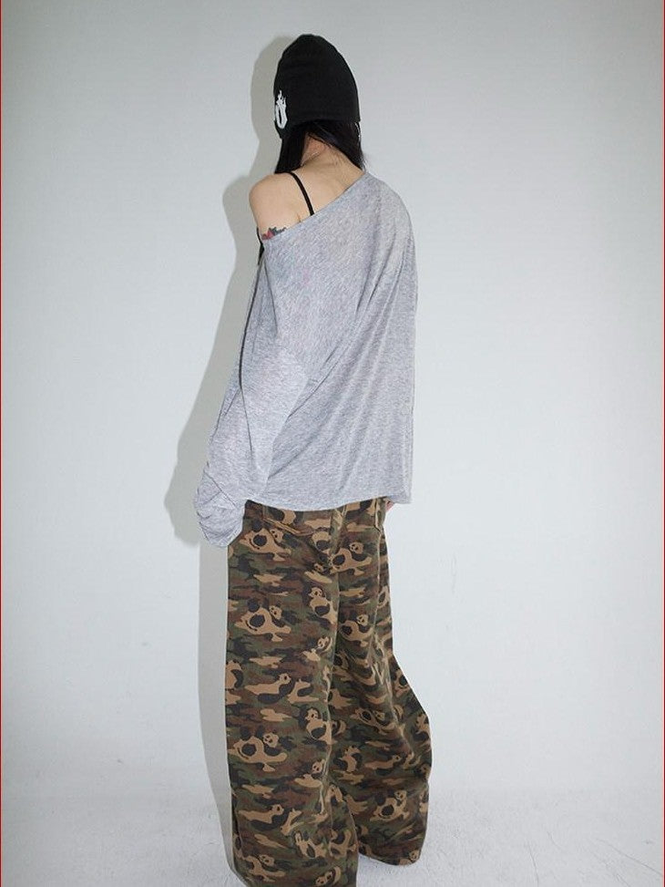 FOURFORTY Panda Workwear Camouflage Cargo Banana Curved Hem Women's Chinos