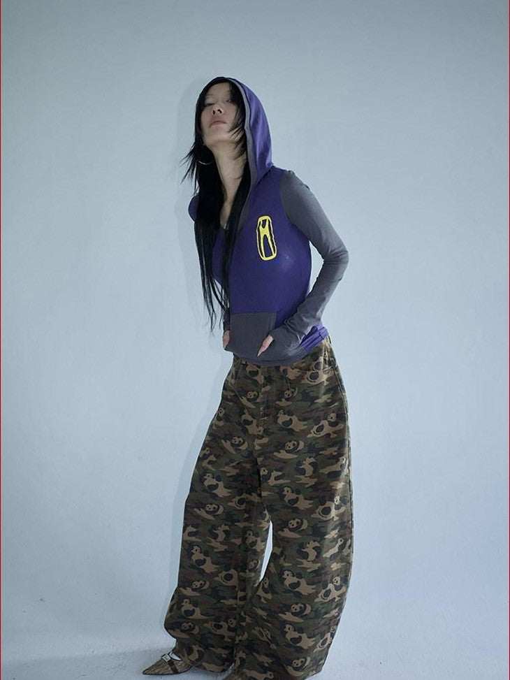 FOURFORTY Panda Workwear Camouflage Cargo Banana Curved Hem Women's Chinos