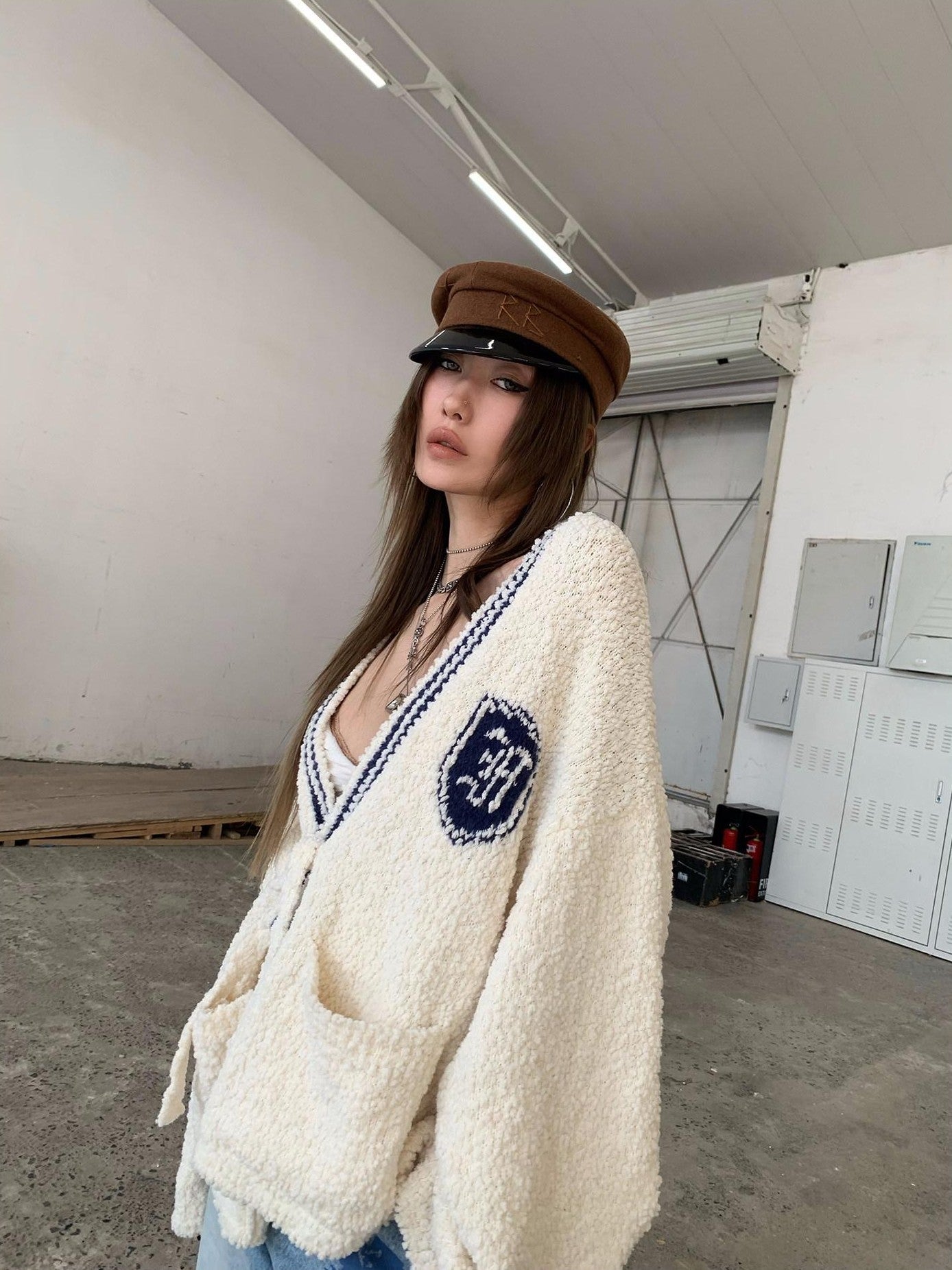 FOURFORTY Pegasus Jacquard Kimono Robe Style Women's Wool Knit Cardigans