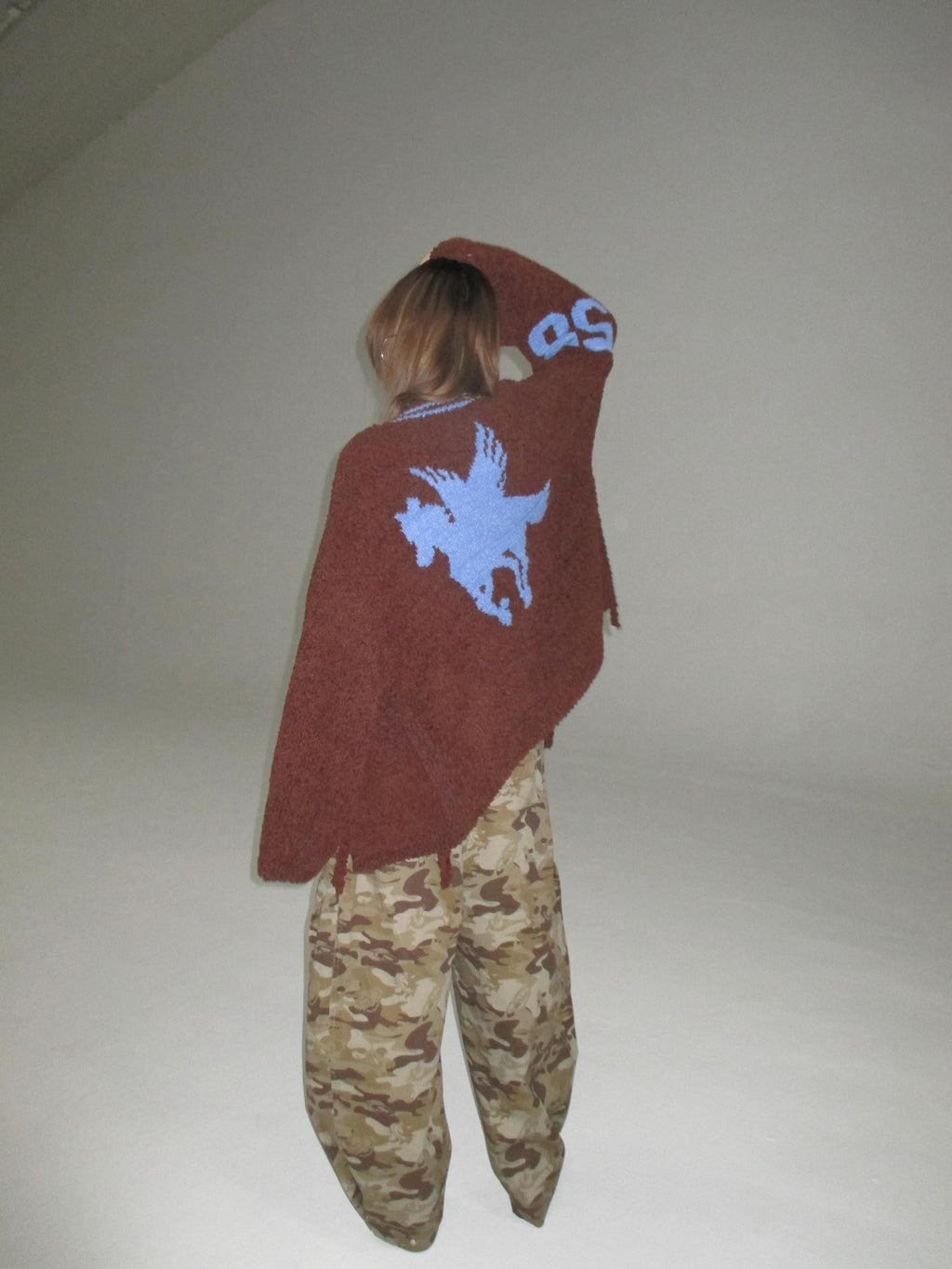 FOURFORTY Pegasus Jacquard Kimono Robe Style Women's Wool Knit Cardigans