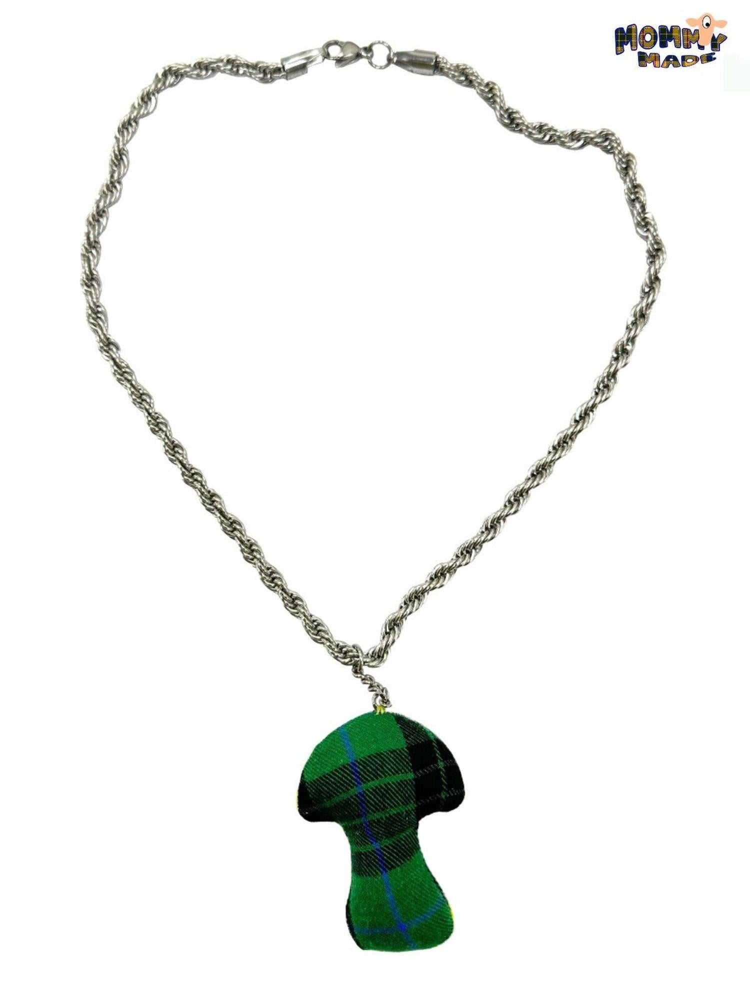 FOURFORTY Plaid Patchwork Fabric Star Mushroom Women's Mixed Materials Necklaces