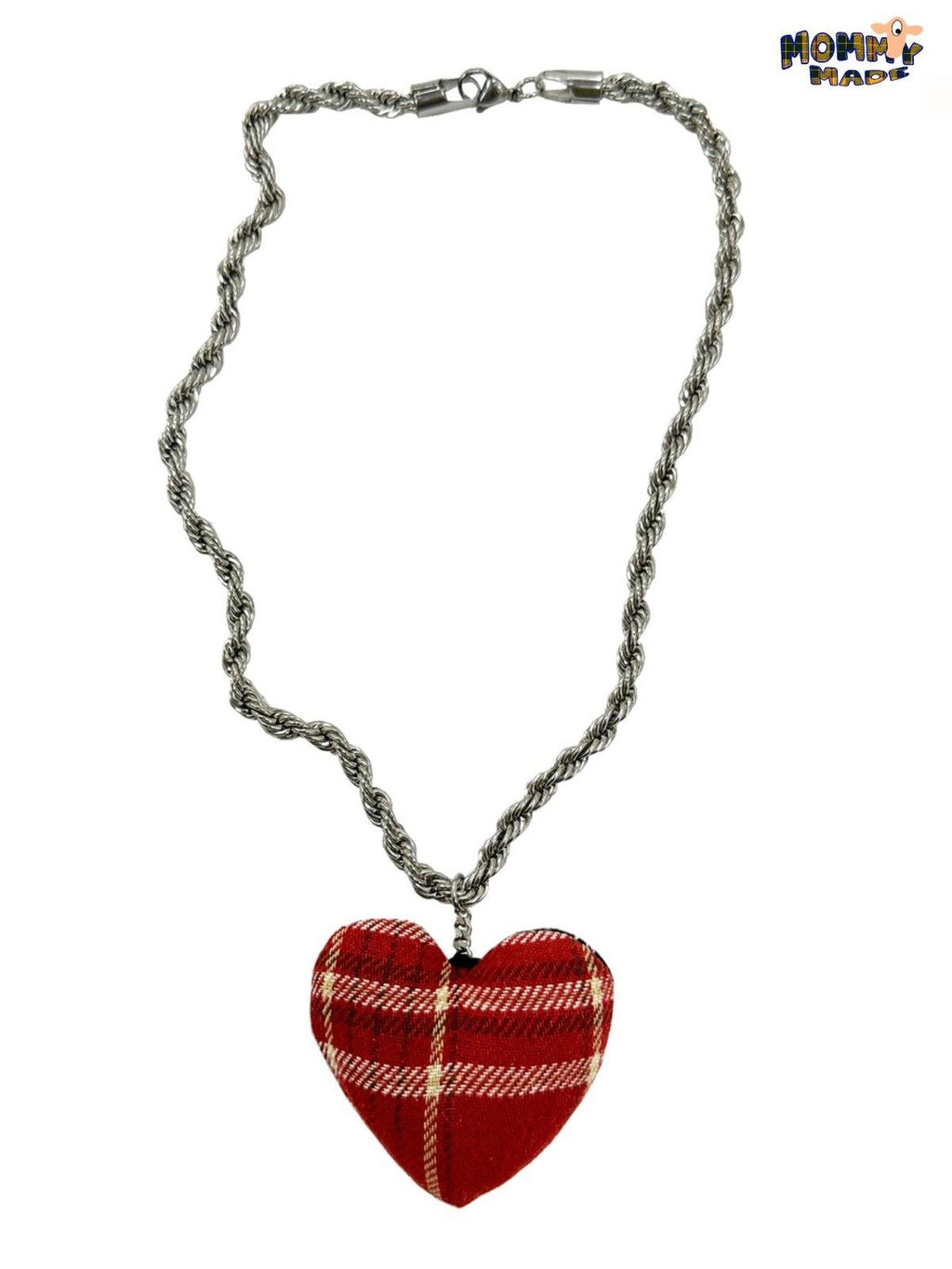 FOURFORTY Plaid Patchwork Heart Women's Mixed Material Twisted Rope Chain Necklaces