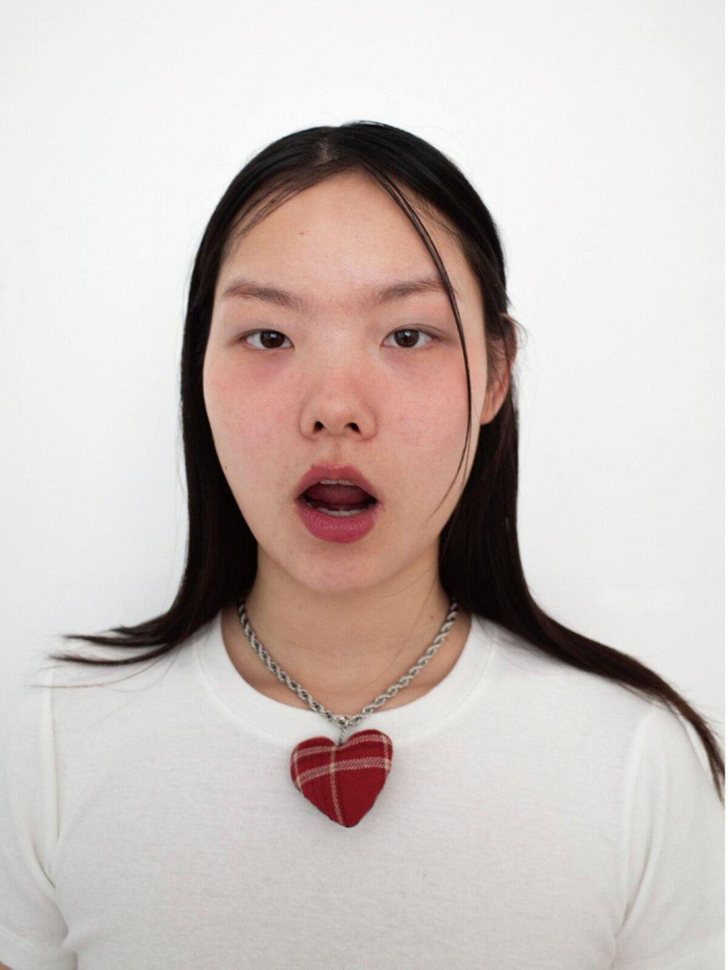 FOURFORTY Plaid Patchwork Heart Women's Mixed Material Twisted Rope Chain Necklaces