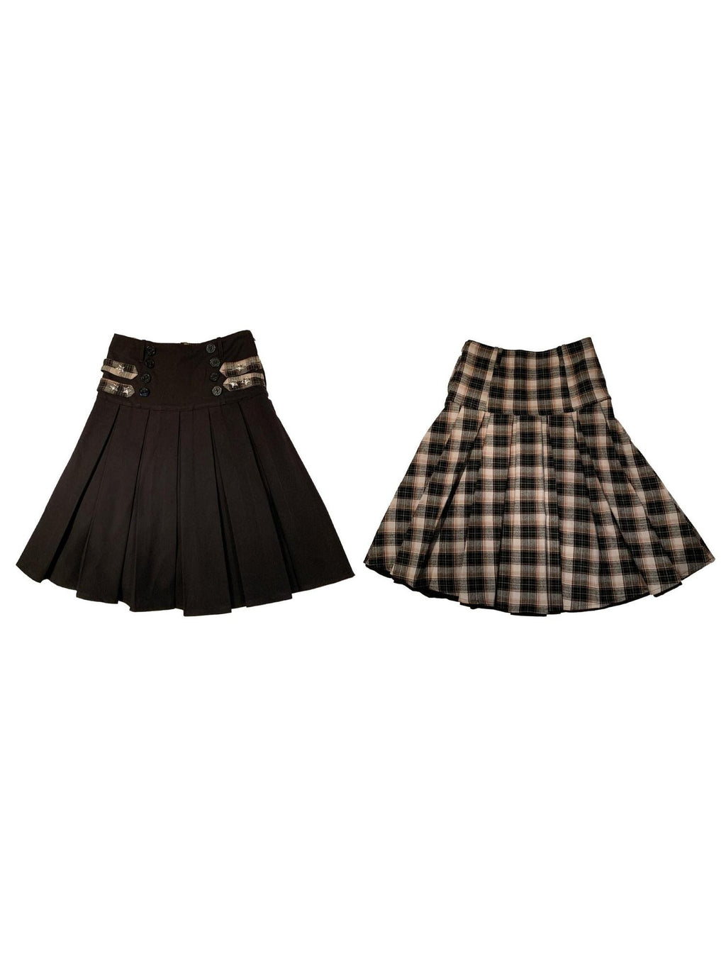 FOURFORTY Plaid Reversible Schoolgirl Women's Wool Blend Pleated Skirts