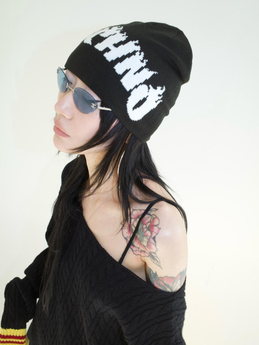 FOURFORTY Playful Flame Graphic Punk Edgy Dance Women's Ribbed Knit Beanies