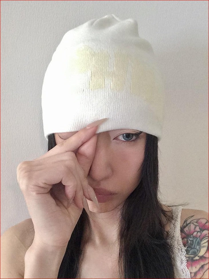 FOURFORTY Playful Flame Graphic Punk Edgy Dance Women's Ribbed Knit Beanies