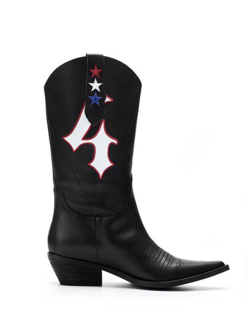 FOURFORTY Pointed Toe High Shaft Chelsea Chunky Heel Women's Cowhide Western Boots