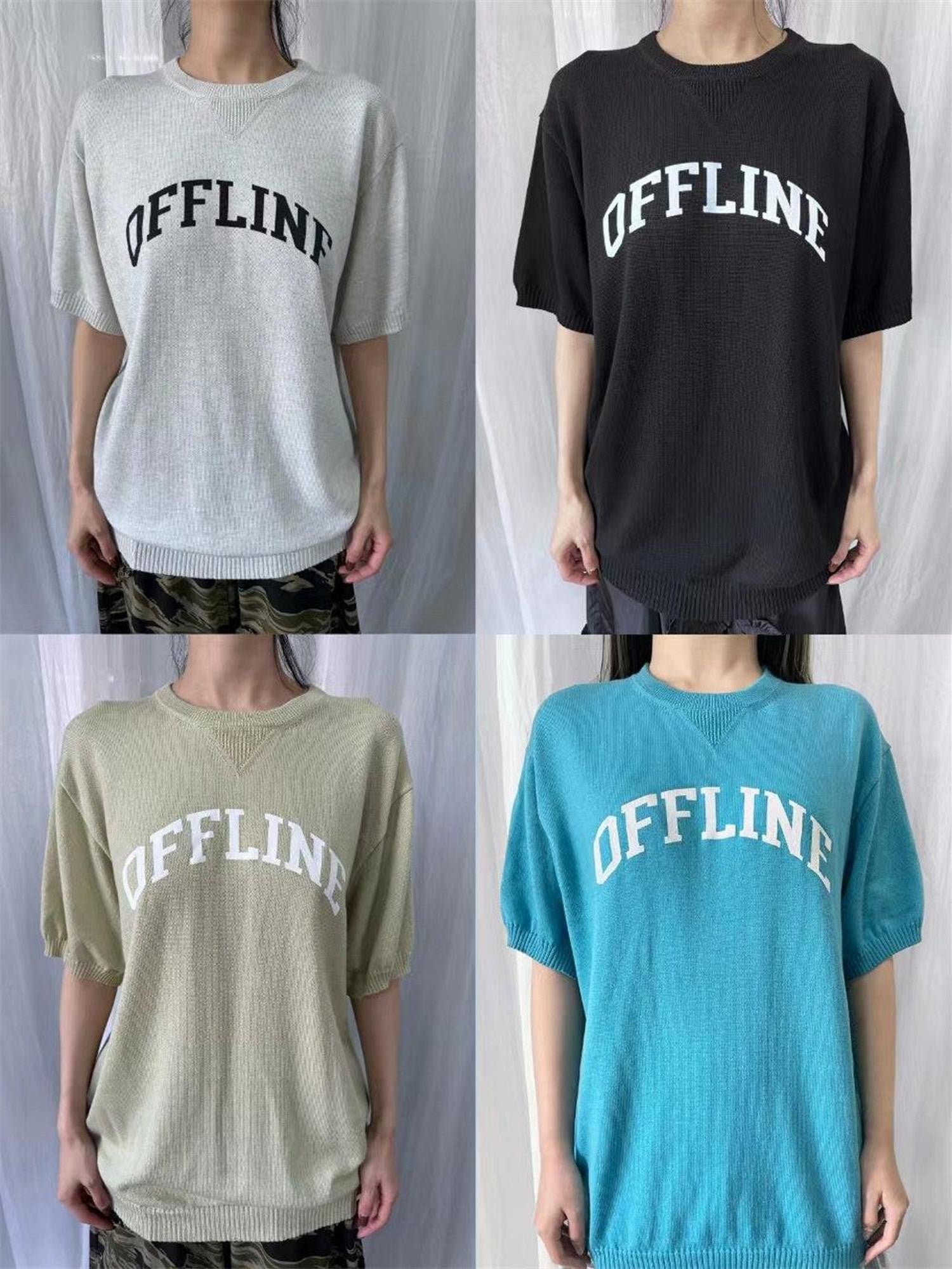 FOURFORTY Preppy Thin Sweater Knit Women's Lightweight Knit Short Sleeve T-shirts