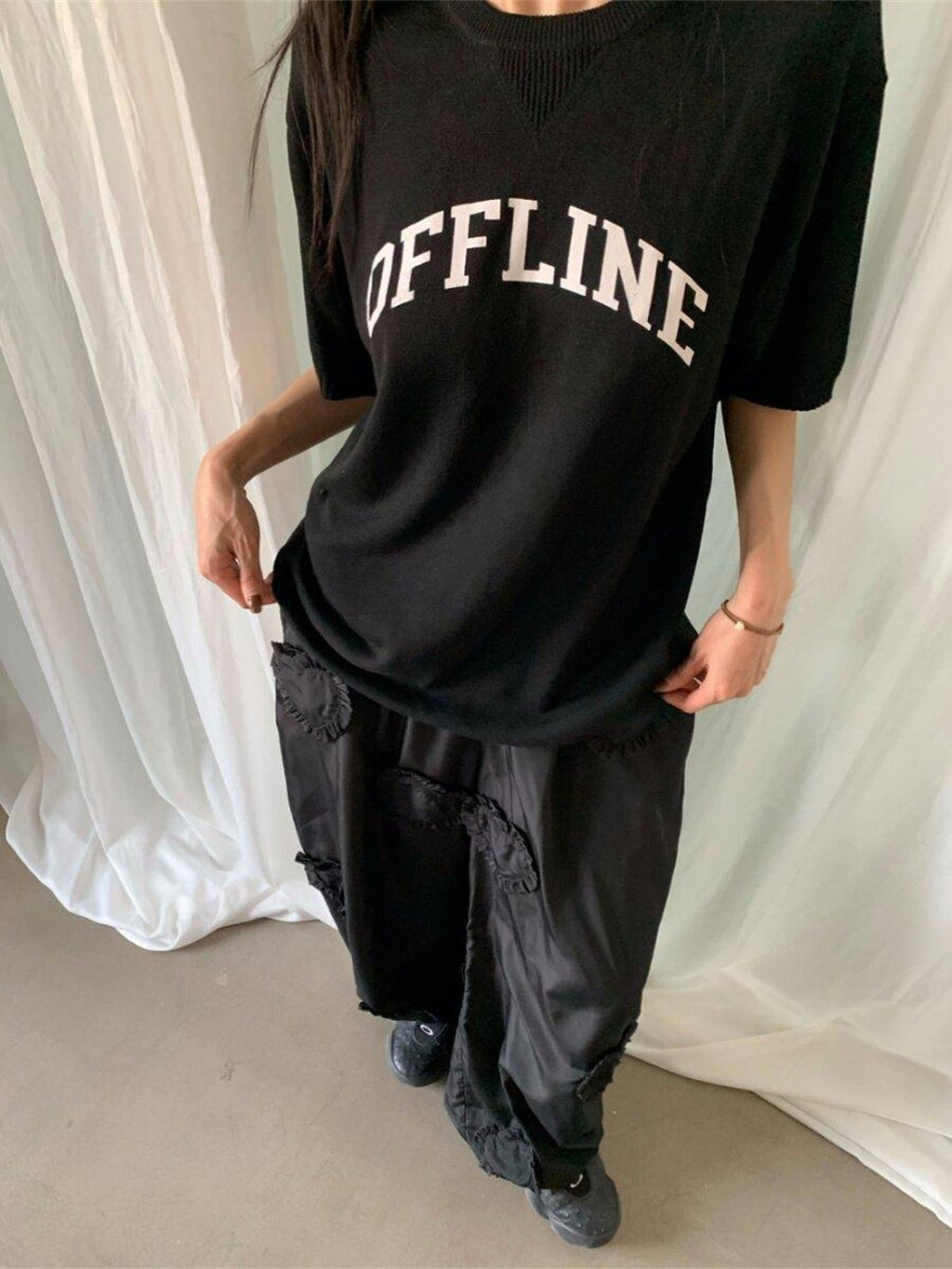 FOURFORTY Preppy Thin Sweater Knit Women's Lightweight Knit Short Sleeve T-shirts