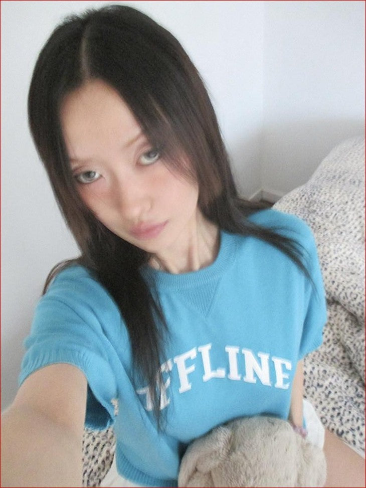 FOURFORTY Preppy Thin Sweater Knit Women's Lightweight Knit Short Sleeve T-shirts