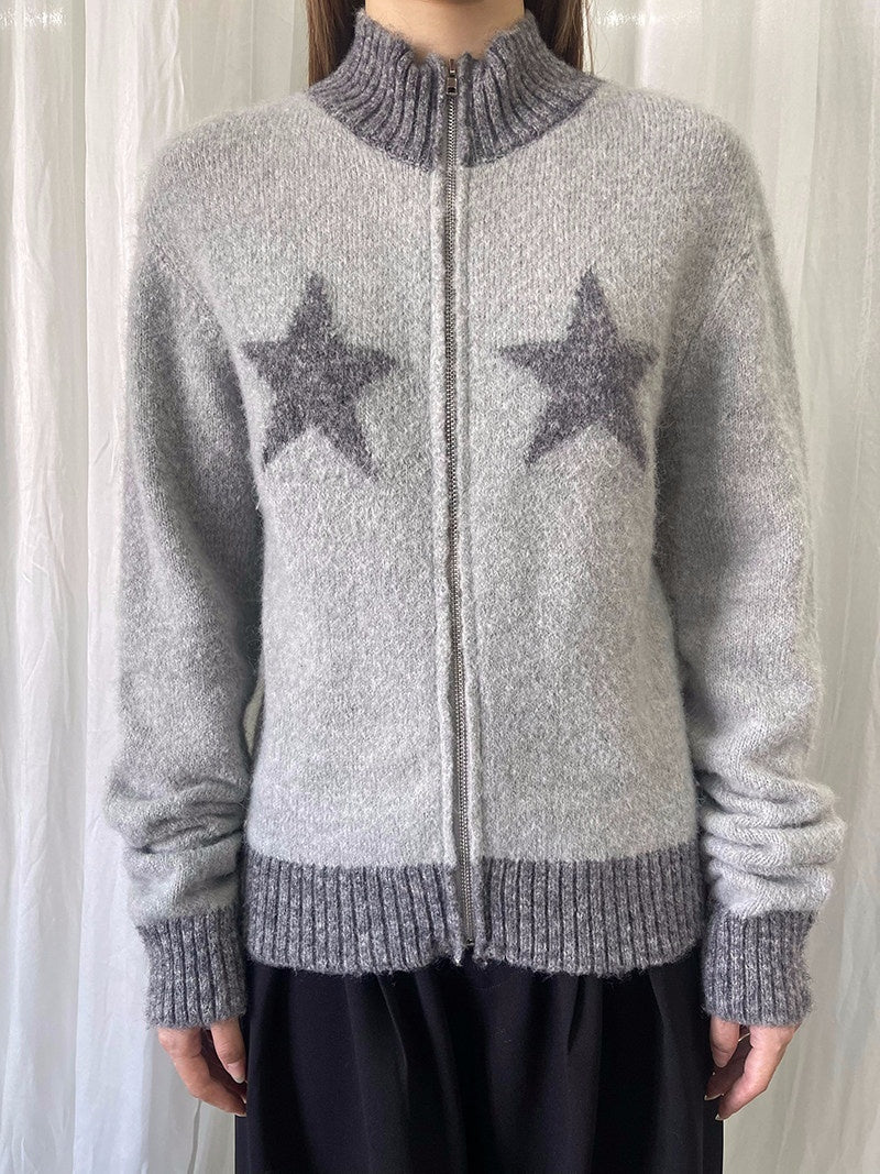 FOURFORTY_Preppy_Versatile_Star_Jacquard_Zip_Front_Women's_Knitwear_Sweaters_843951454471_MISSTT