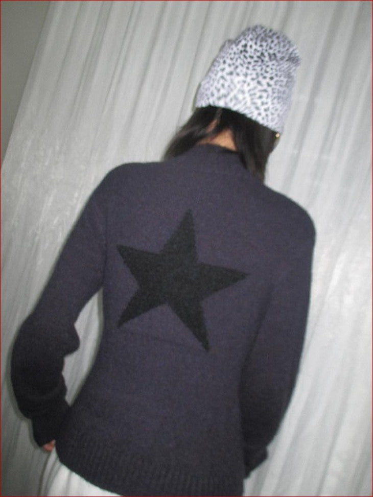 FOURFORTY Preppy Versatile Star Jacquard Zip Front Women's Knitwear Sweaters