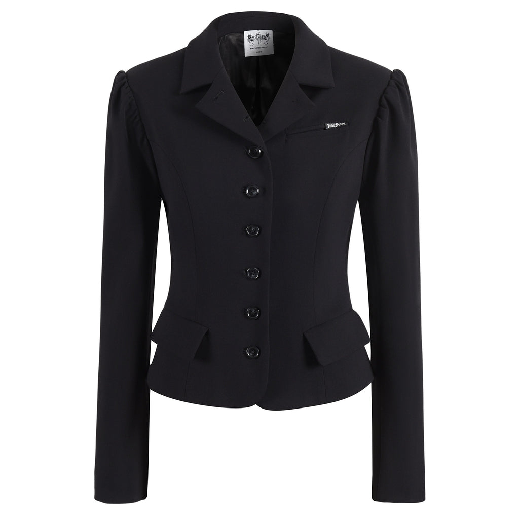 FOURFORTY_Princess_Sleeve_Notched_Lapel_Cinched_Waist_Women's_Polyester_Wool_Blend_Blazers_975851806139_MISSTT