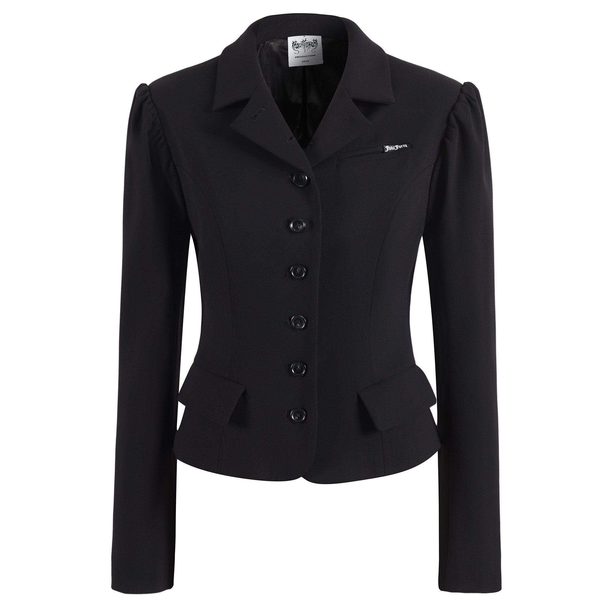 FOURFORTY_Princess_Sleeve_Notched_Lapel_Cinched_Waist_Women's_Polyester_Wool_Blend_Blazers_975851806139_MISSTT