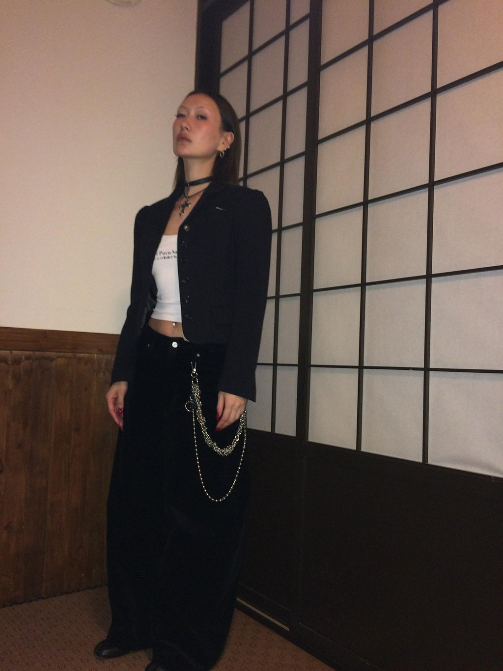 FOURFORTY Princess Sleeve Notched Lapel Cinched Waist Women's Polyester Wool Blend Blazers