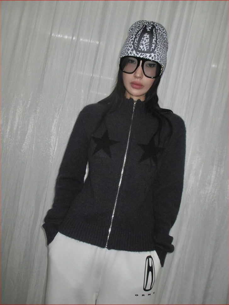 FOURFORTY Printed Leopard Animal Print Women's Wool Yarn Knitted Beanies