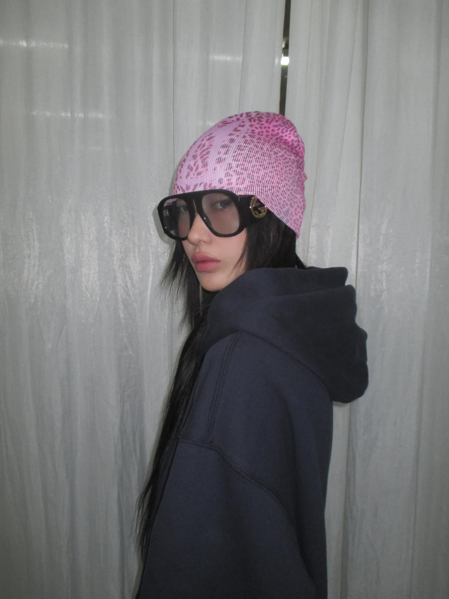 FOURFORTY Printed Leopard Animal Print Women's Wool Yarn Knitted Beanies