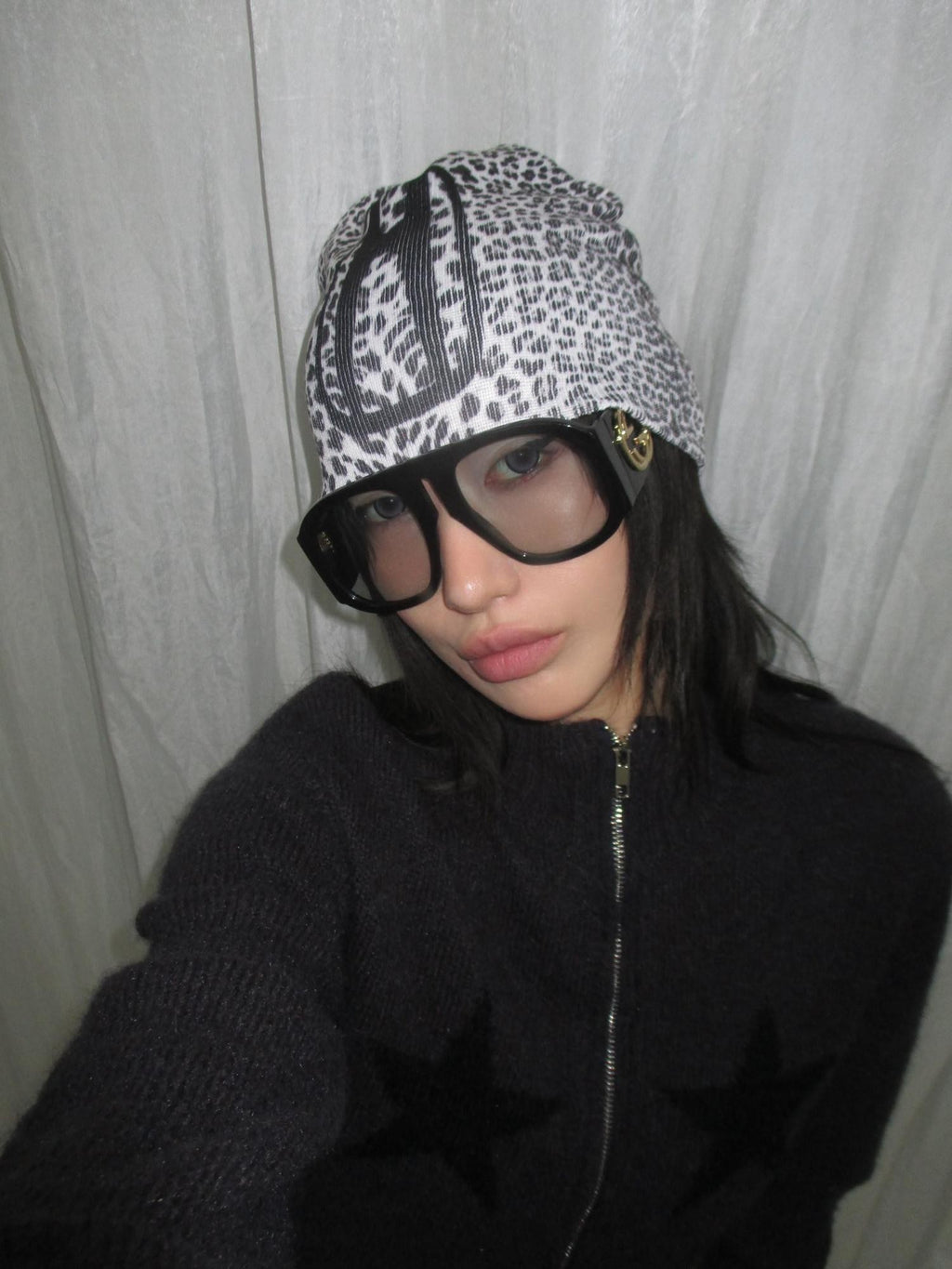 FOURFORTY Printed Leopard Animal Print Women's Wool Yarn Knitted Beanies