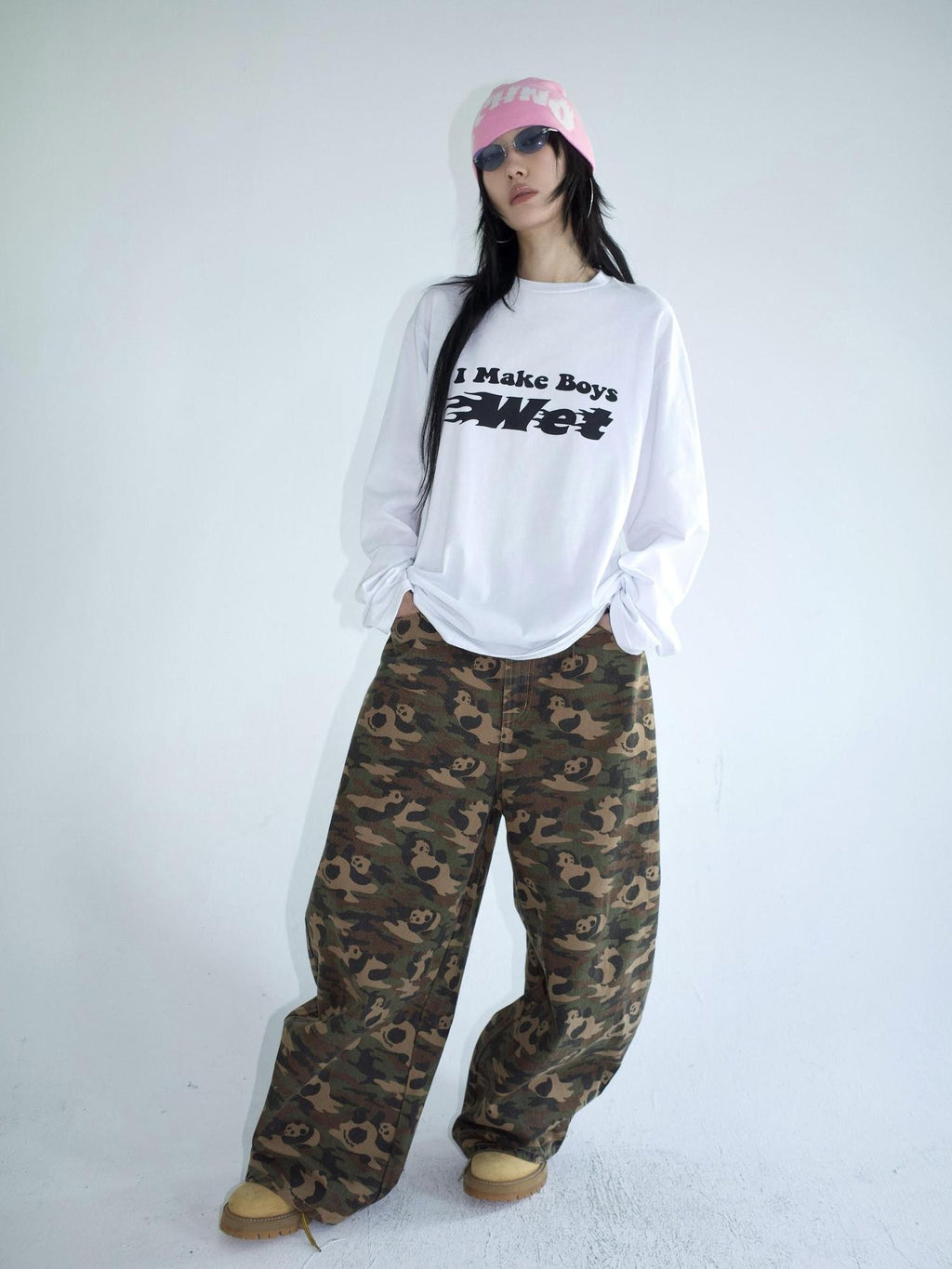 FOURFORTY Racing Flame Print Boxy Round Neck Women's Cotton Long Sleeve T-shirts