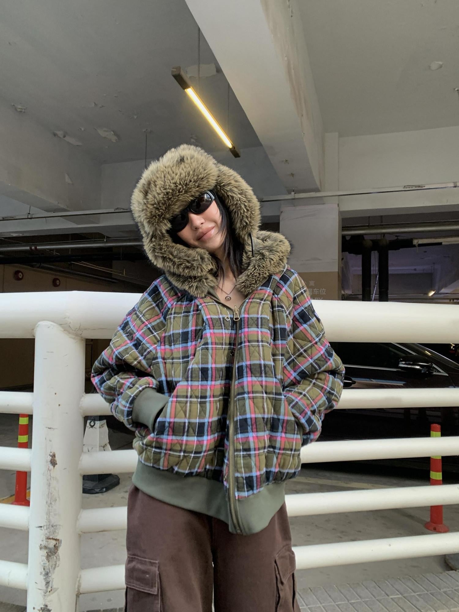 FOURFORTY Reversible Ma1 Fur Hood Quilted Padded Women's Cotton Bomber Jackets