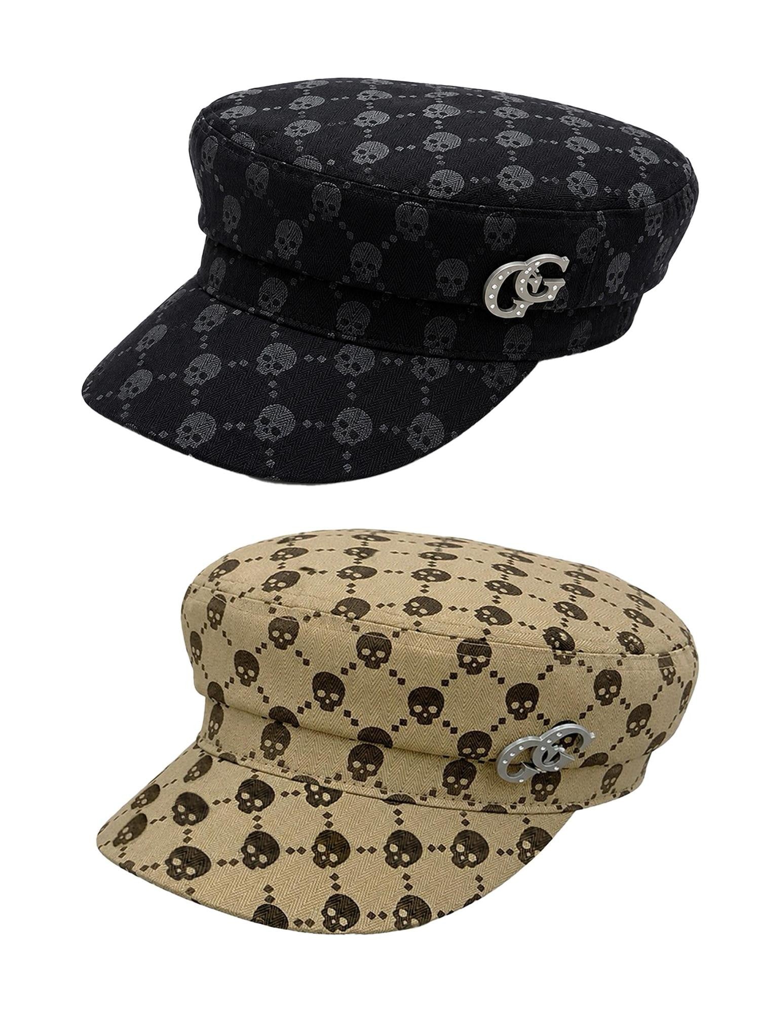 FOURFORTY Sailor Hat Skull Novelty Patch Applique Women's Newsboy Caps