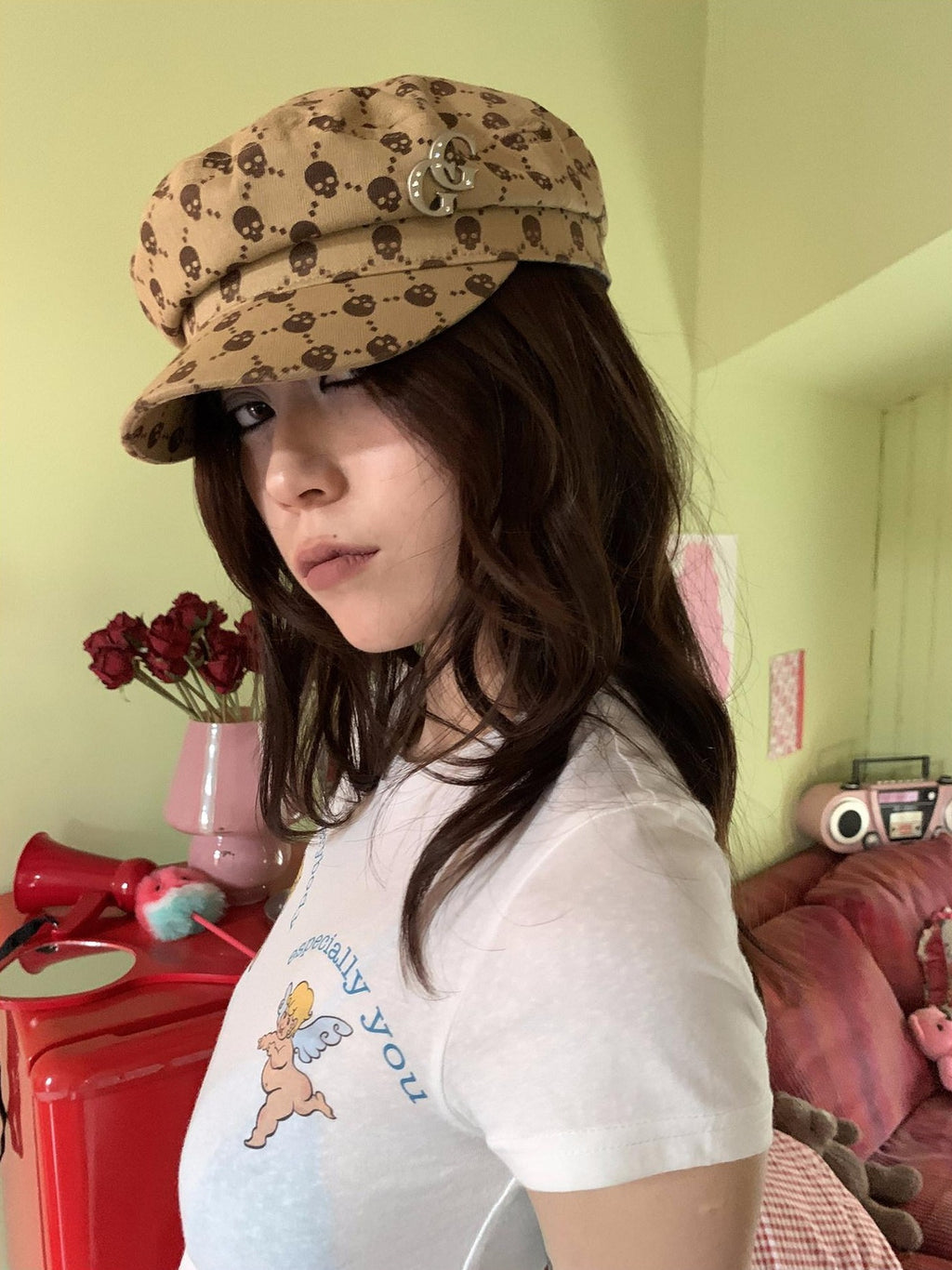 FOURFORTY Sailor Hat Skull Novelty Patch Applique Women's Newsboy Caps