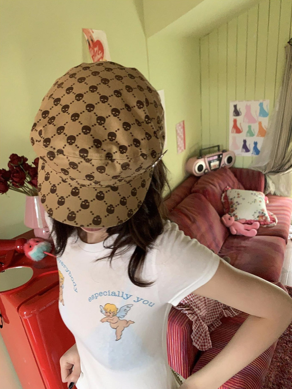 FOURFORTY Sailor Hat Skull Novelty Patch Applique Women's Newsboy Caps