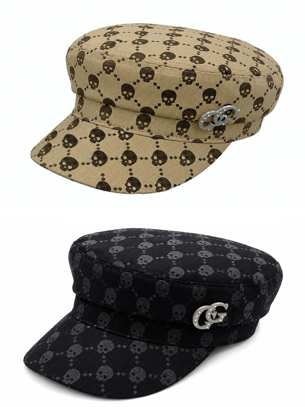 FOURFORTY Sailor Hat Skull Novelty Patch Applique Women's Newsboy Caps