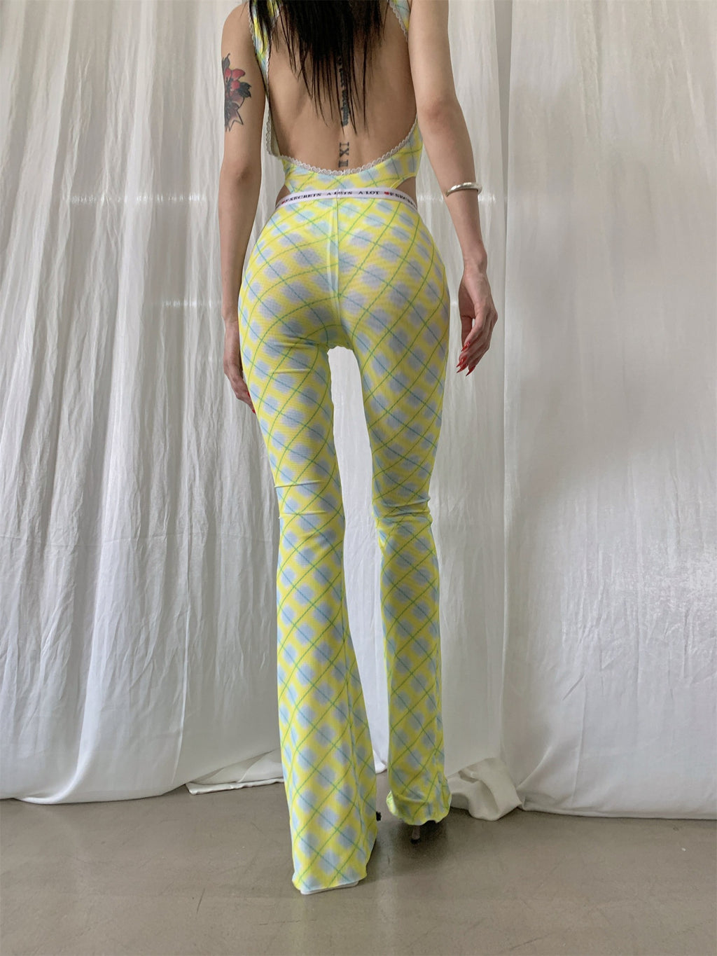 FOURFORTY_Sheer_Plaid_Mesh_Women's_Wide_Leg_High_Rise_Tulle_Flare_Pants_813339322222_MISSTT