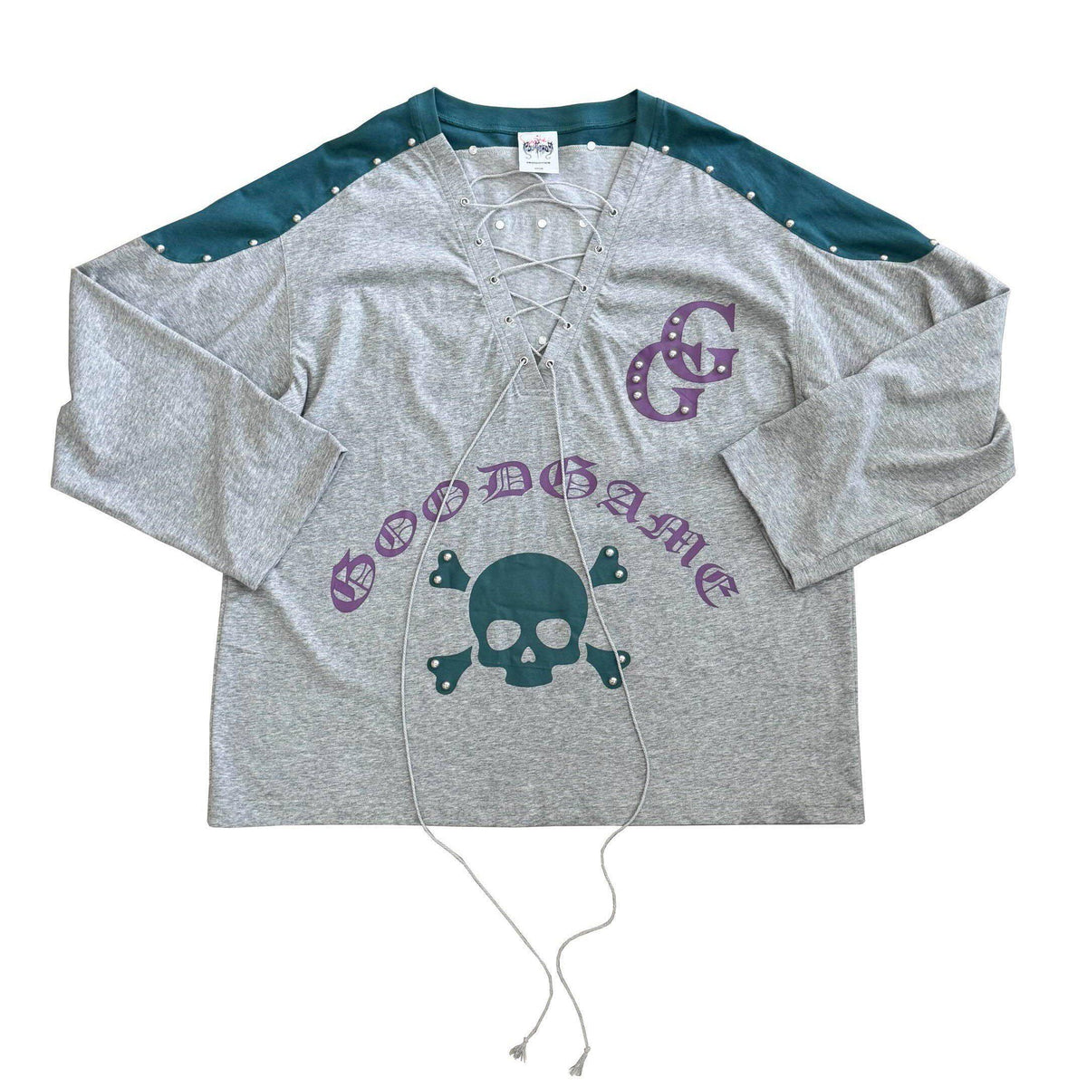 FOURFORTY_Skull_Stud_Lace_Up_Loose_Fit_Cotton_Women's_Long_Sleeve_T-shirts_1031655166267_MISSTT
