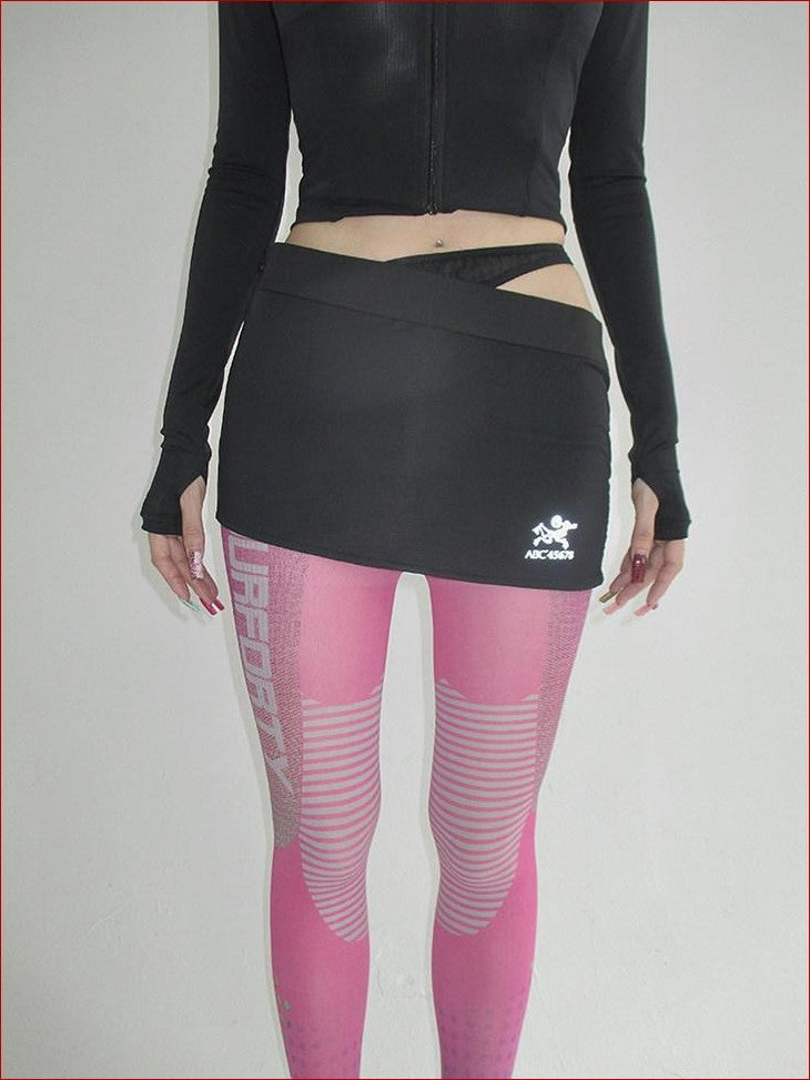 FOURFORTY Sleek Functional Drawstring Ruched Women's Techwear Mini Skirts