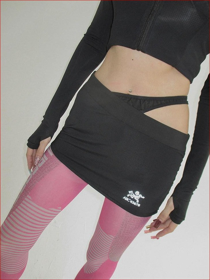 FOURFORTY Sleek Functional Drawstring Ruched Women's Techwear Mini Skirts