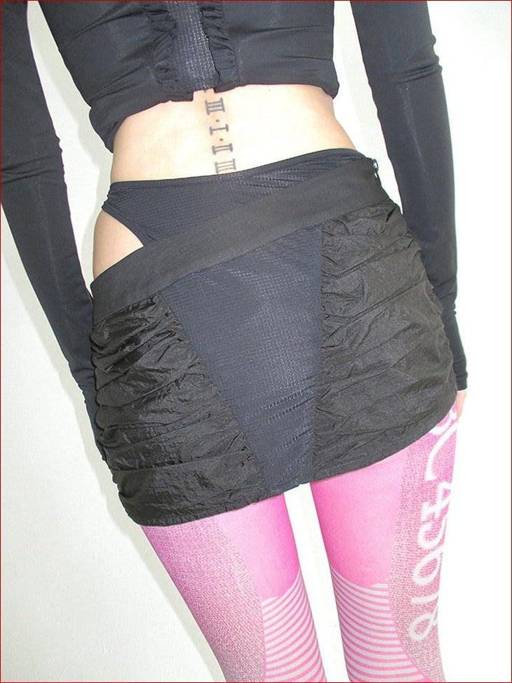 FOURFORTY Sleek Functional Drawstring Ruched Women's Techwear Mini Skirts