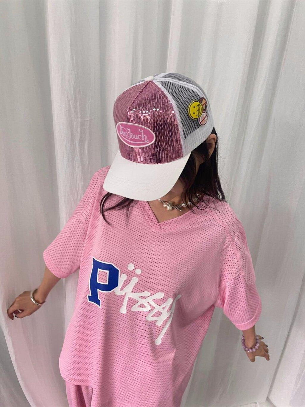 FOURFORTY Sparkling Sequin Badge Women's Casual Chic Adjustable Back Strap Baseball Caps
