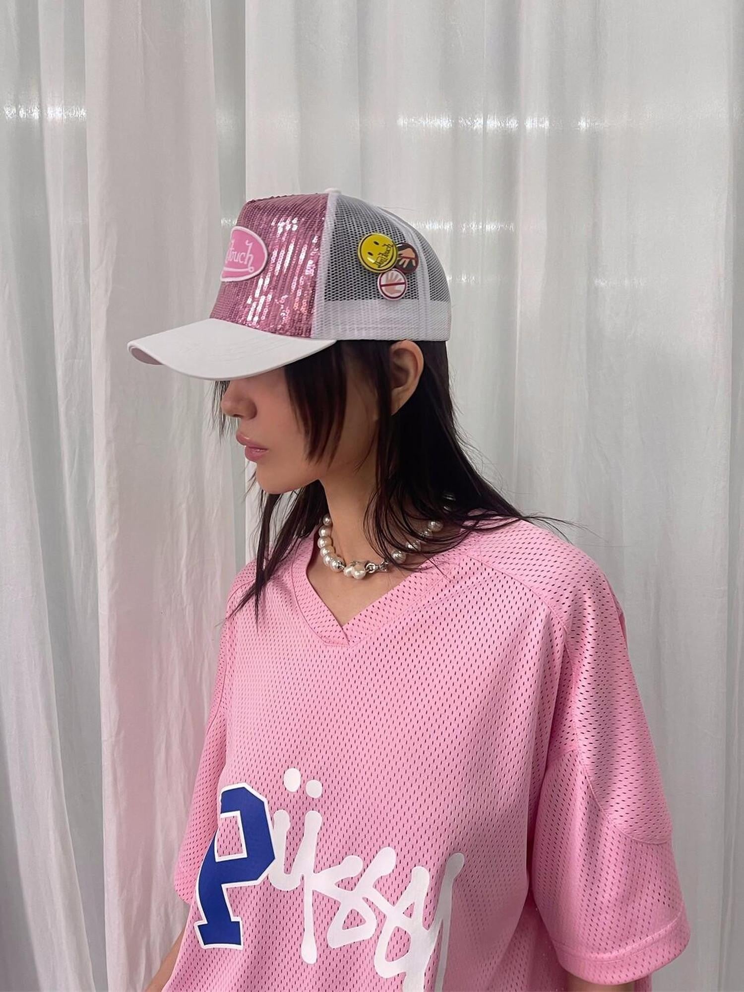 FOURFORTY Sparkling Sequin Badge Women's Casual Chic Adjustable Back Strap Baseball Caps