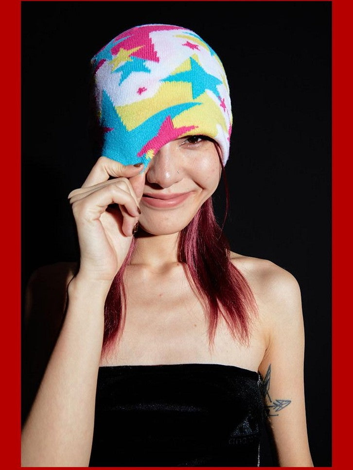 FOURFORTY Star Camouflage Pattern Knitted Women's Chunky Soft Yarn Beanies