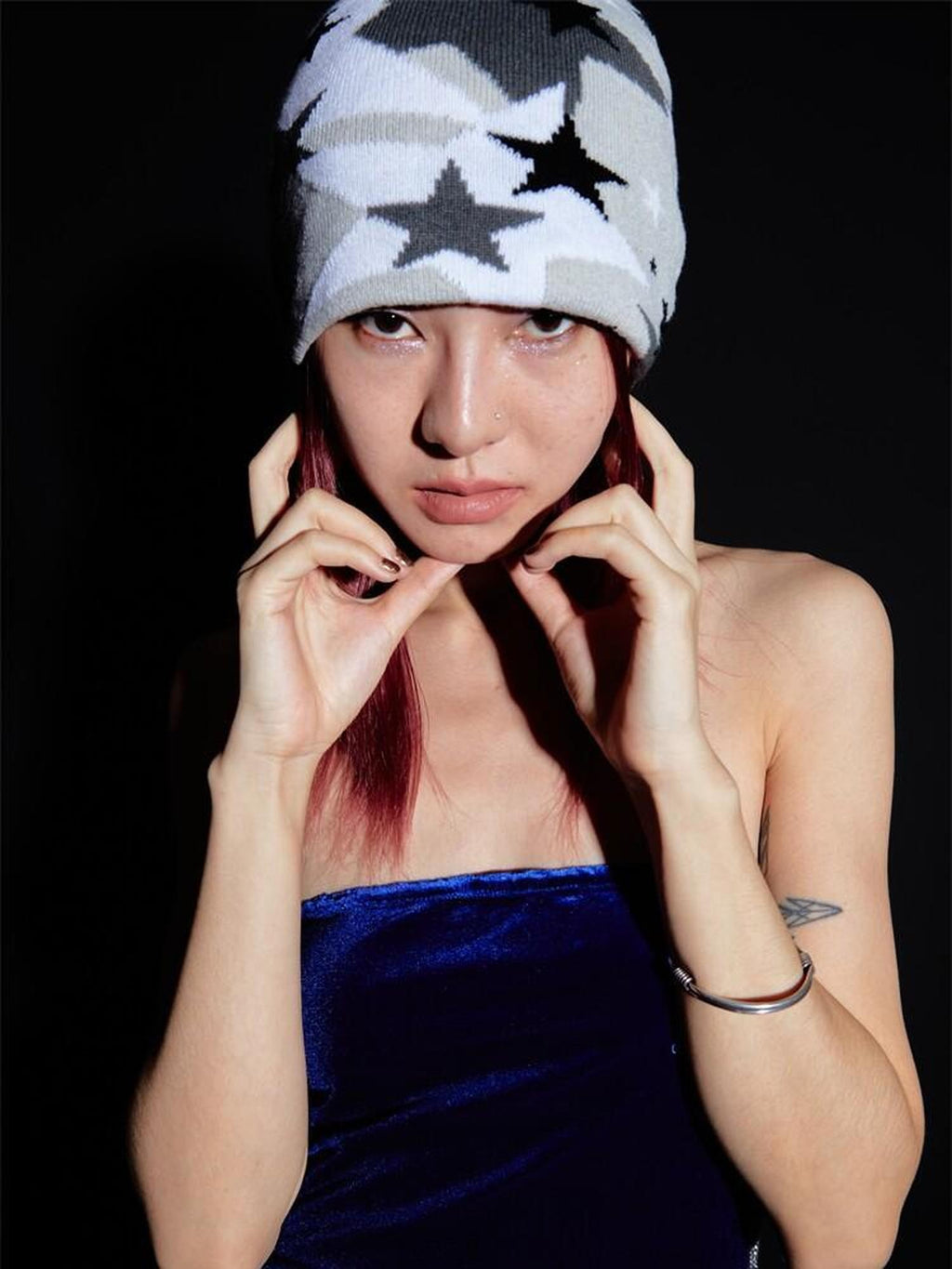 FOURFORTY Star Camouflage Pattern Knitted Women's Chunky Soft Yarn Beanies