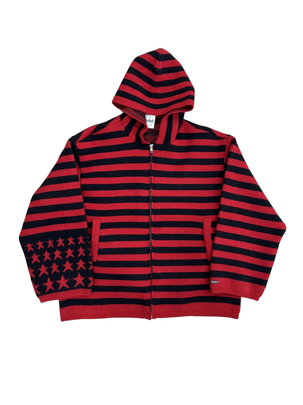 FOURFORTY Star Stripe Knit Zip Hooded Women's Acrylic Polyester Blend Hoodies