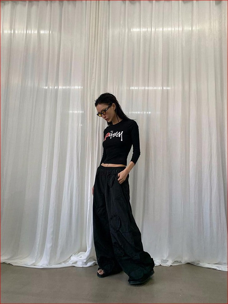 FOURFORTY Street Graphic Fitted Women's Viscose Cotton Spandex Blend Long Sleeve T-shirts